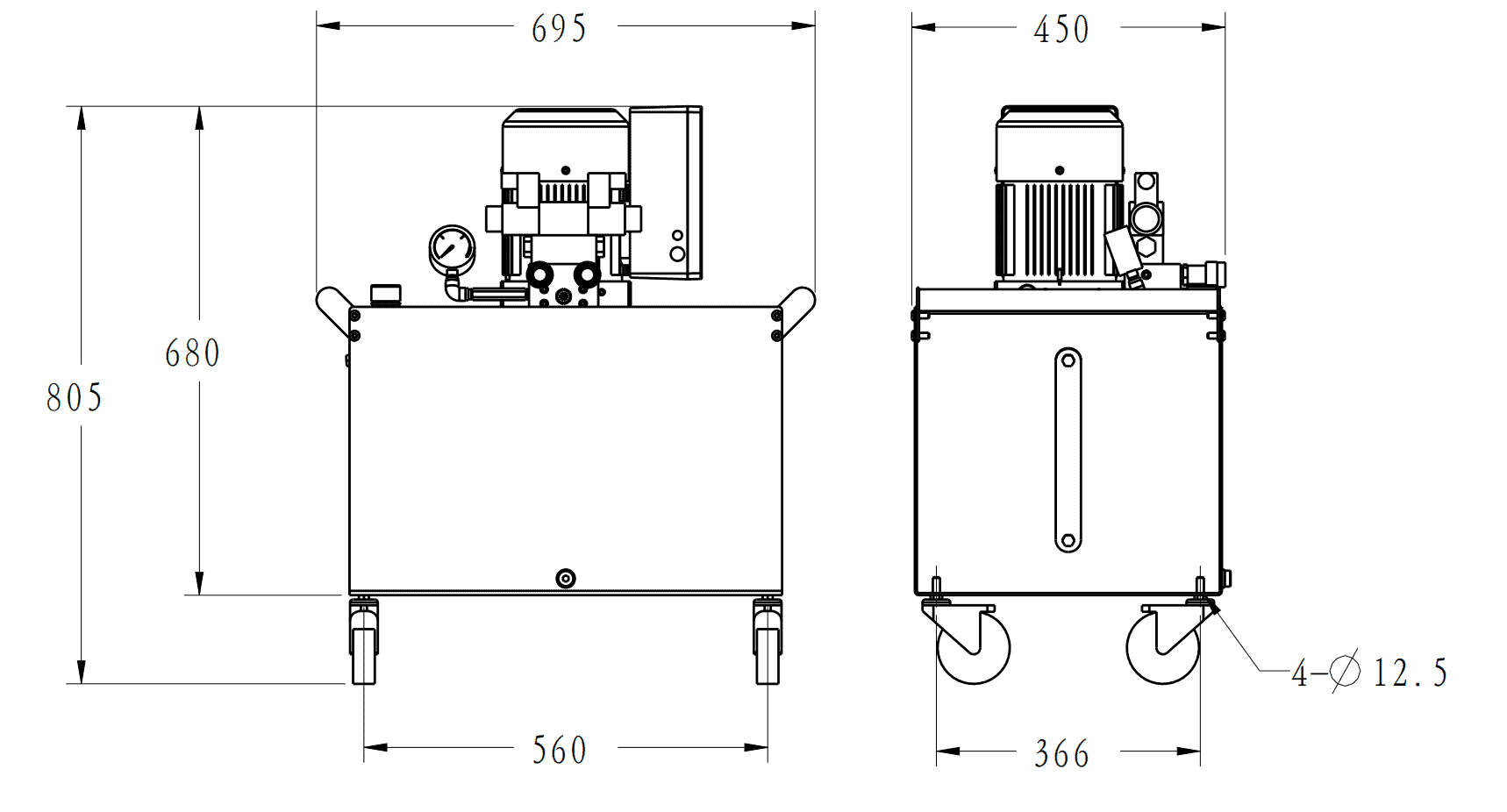 HE4, 1.1 кВт, 1PH, Электрический гидравлический насос 52 HE7080MV43W
